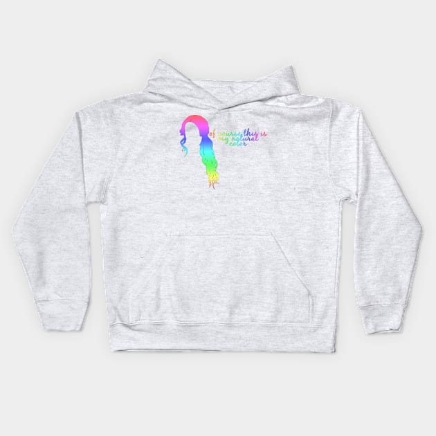 Rainbow Hair Don't Care Kids Hoodie by nochi